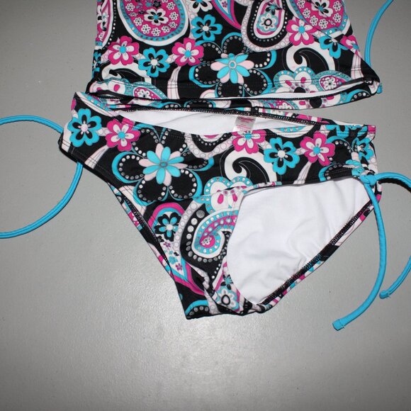 Multi Color 2 Pcs Justice Tankini Swimsuit Size 12 - Picture 3 of 11